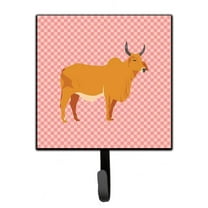 Carolines Treasures BB7825SH4 Zebu Indicine Cow Pink Check Leash or Key Holder