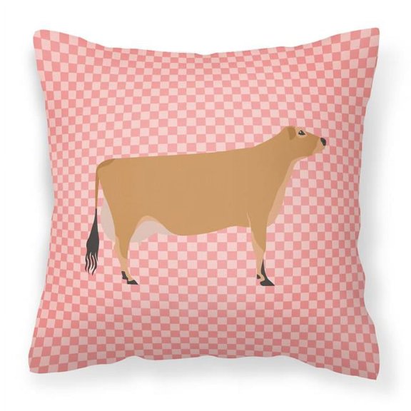Jersey Cow Pink Check Fabric Decorative Pillow