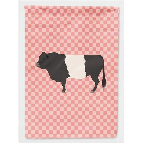 Caroline's Treasures BB7831GF Belted Galloway Cow Pink Check Flag Garden Size , Small, multicolor