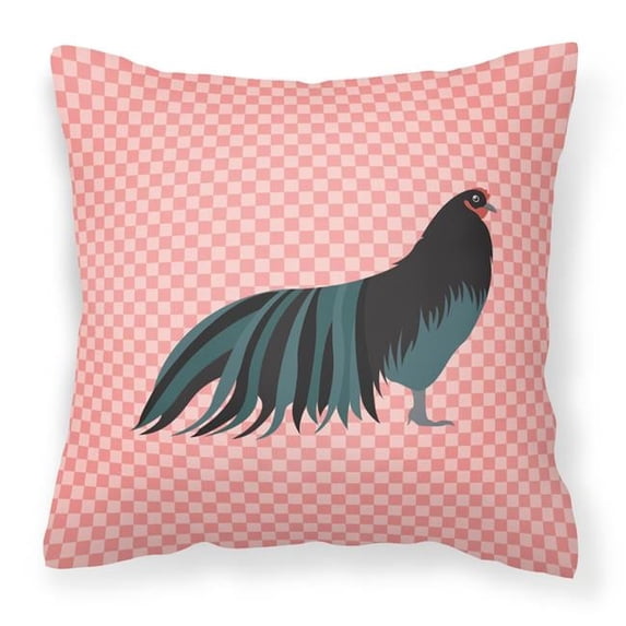 Carolines Treasures BB7833PW1818 Sumatra Chicken Pink Check Fabric Decorative Pillow, 18 x 18 in.