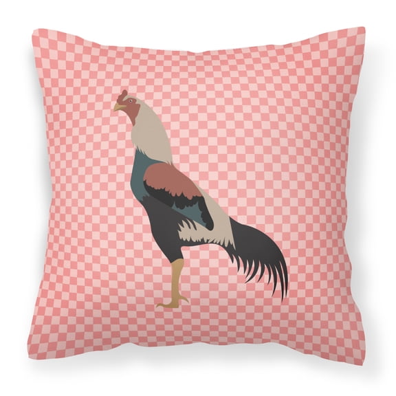 Carolines Treasures BB7838PW1414 Kulang Chicken Pink Check Fabric Decorative Pillow, 14 x 14 in.