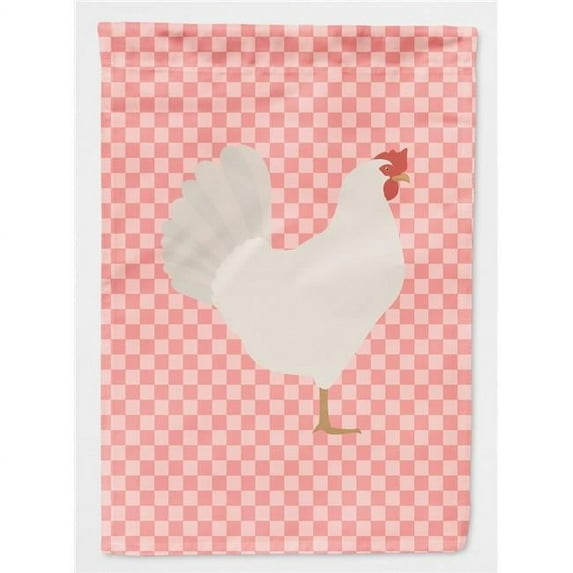 Carolines Treasures BB7840GF Leghorn Chicken Pink Check Garden Flag