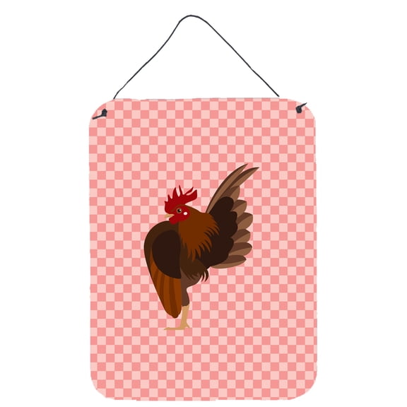 Malaysian Serama Chicken Pink Check Wall or Door Hanging Prints