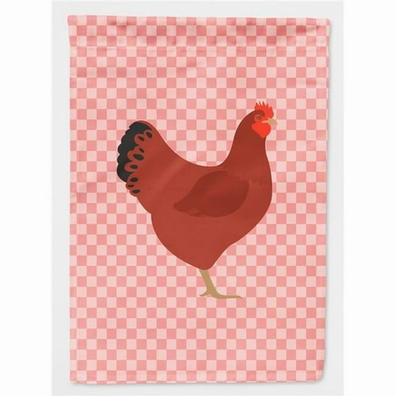 Caroline's Treasures BB7843GF New Hampshire Red Chicken Pink Check Flag Garden Size , Small, multicolor