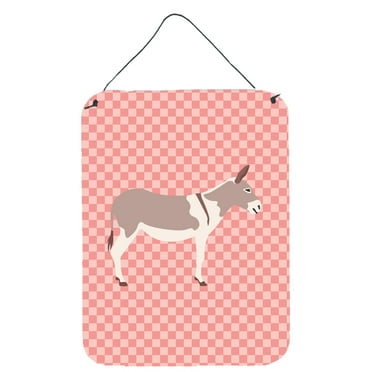 Carolines Treasures BB7846DS1216 Australian Teamster Donkey Pink Check Wall or Door Hanging Prints