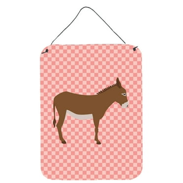 Carolines Treasures BB7849DS1216 Cotentin Donkey Pink Check Wall or Door Hanging Prints