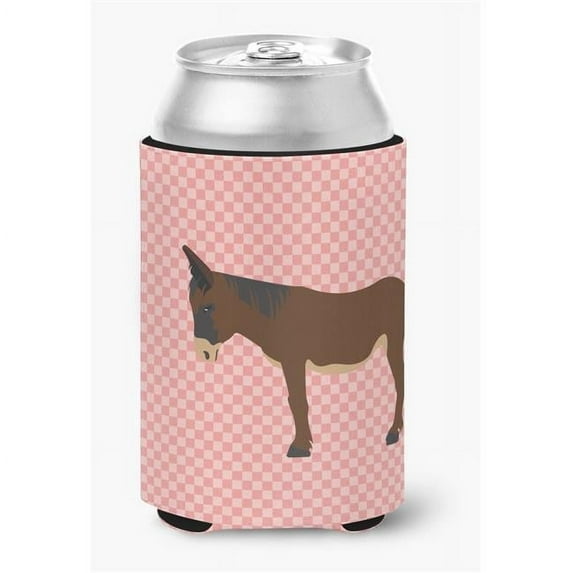 Carolines Treasures BB7853CC Zamorano-Leones Donkey Pink Check Can or Bottle Hugger