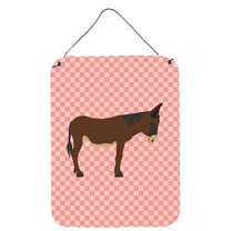 Carolines Treasures BB7853DS1216 Zamorano-Leones Donkey Pink Check Wall or Door Hanging Prints