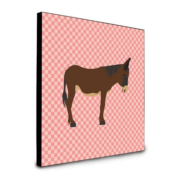 Carolines Treasures BB7853UP88 8 x 8 x 0.625 in. Zamorano-Leones Donkey Pink Check Artwork Panel Wall Decor