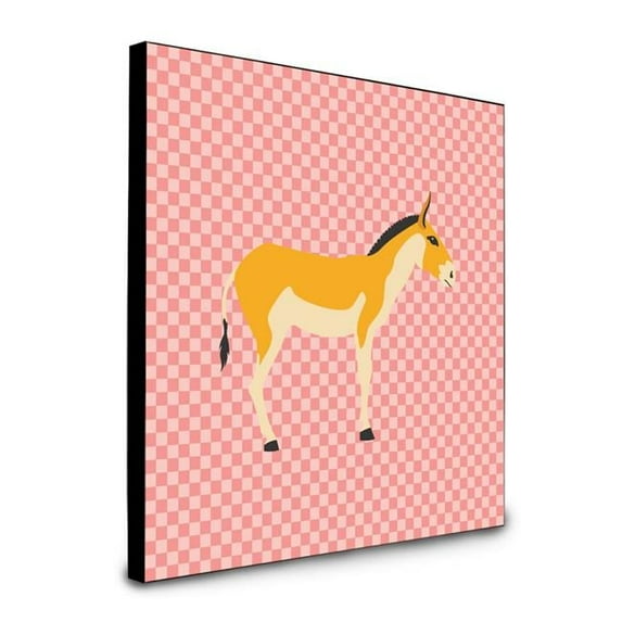 Carolines Treasures  8 x 8 x 0.625 in. Turkmenian Kulan Donkey Pink Check Artwork Panel Wall Decor