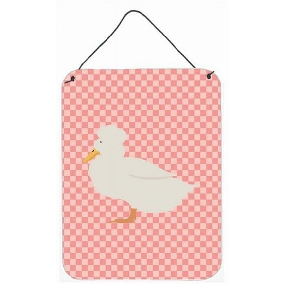 Carolines Treasures BB7857DS1216 Crested Duck Pink Check Wall or Door Hanging Prints
