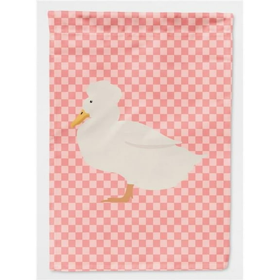 Carolines Treasures BB7857GF Crested Duck Pink Check Garden Flag