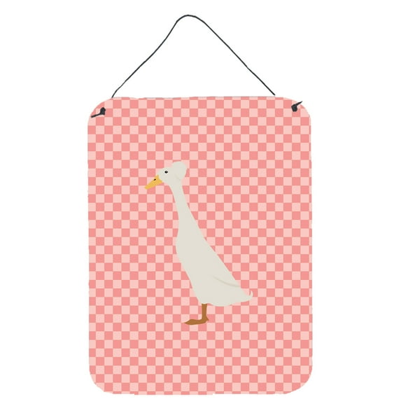 Caroline's Treasures BB7859DS1216 Bali Duck Pink Check Wall or Door Hanging Prints, 12x16, multicolor