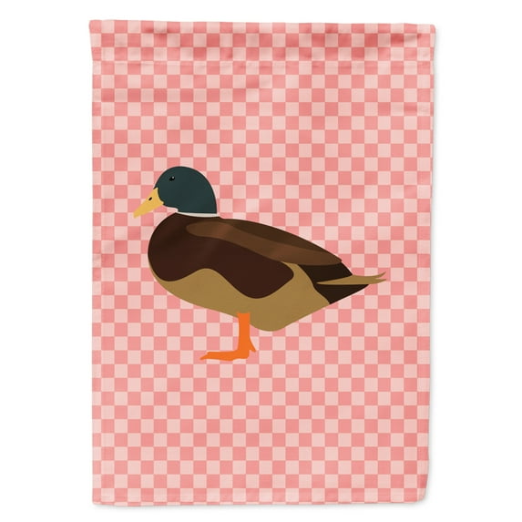 Caroline's Treasures BB7867GF Silver Bantam Duck Pink Check Flag Garden Size , Small, multicolor