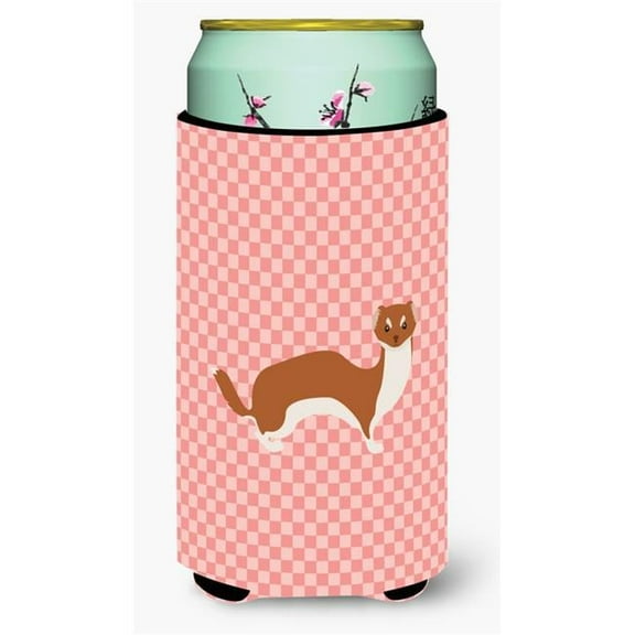Carolines Treasures BB7870TBC Weasel Pink Check Tall Boy Beverage Insulator Hugger