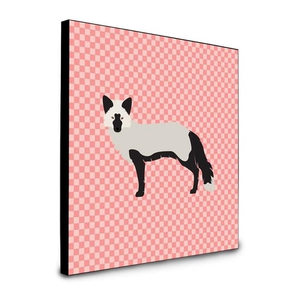 Carolines Treasures 8 x 8 x 0.625 in. Silver Fox Pink Check Artwork Panel Wall Decor