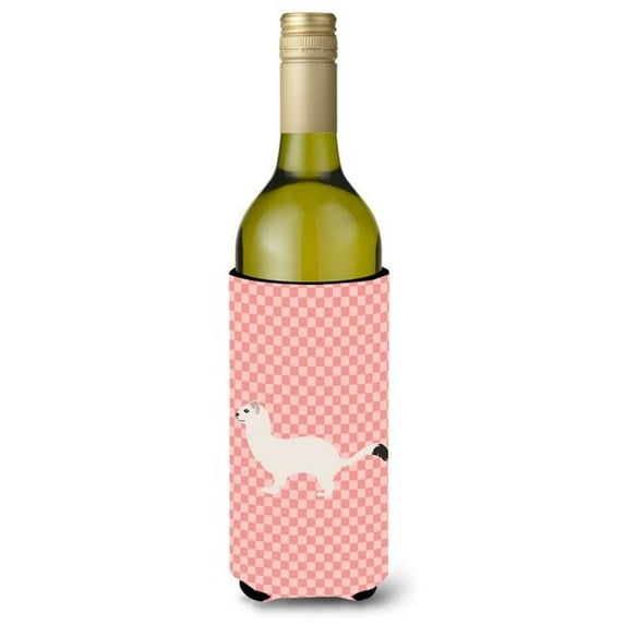Carolines Treasures BB7872LITERK Stoat Short-tailed Weasel Pink Check Wine Bottle Beverge Insulator Hugger