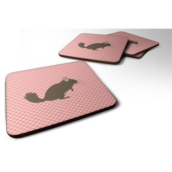 Carolines Treasures BB7875FC Chinchilla Pink Check Foam Coaster, Set of 4