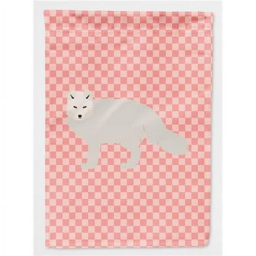 Carolines Treasures BB7877GF White Arctic Fox Pink Check Garden Flag