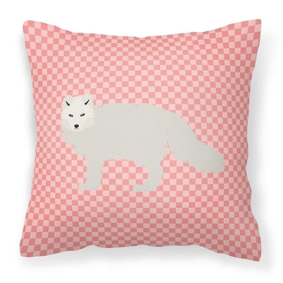 Carolines Treasures BB7877PW1818 White Arctic Fox Pink Check Fabric Decorative Pillow, 18 x 18 in.