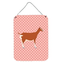 Carolines Treasures BB7881DS1216 Toggenburger Goat Pink Check Wall or Door Hanging Prints