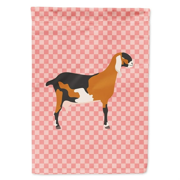 Caroline's Treasures BB7883GF Anglo-nubian Nubian Goat Pink Check Flag Garden Size , Small, multicolor