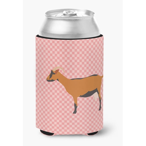 Carolines Treasures BB7888CC Oberhasli Goat Pink Check Can or Bottle Hugger