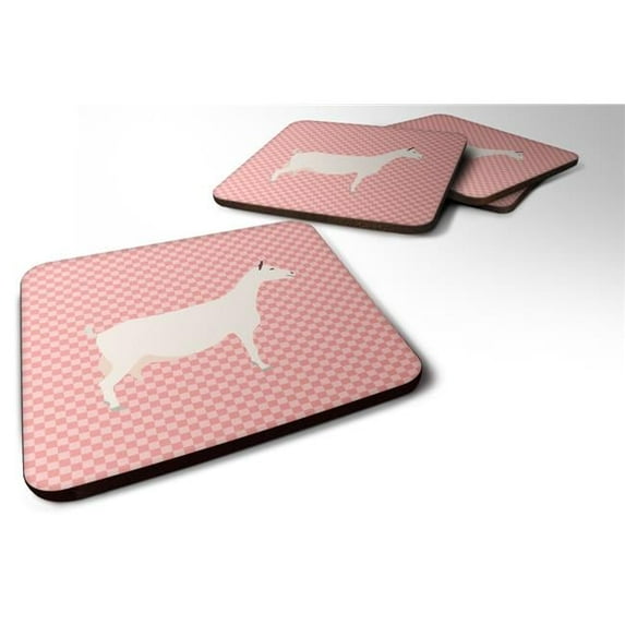 Carolines Treasures BB7889FC Saanen Goat Pink Check Foam Coaster, Set of 4