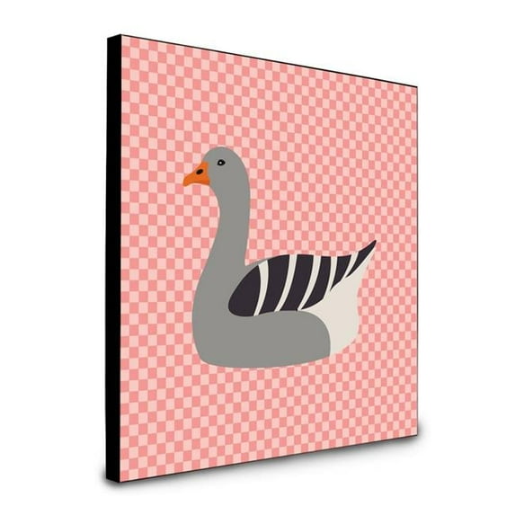 Carolines Treasures  8 x 8 x 0.625 in. Pilgrim Goose Pink Check Artwork Panel Wall Decor