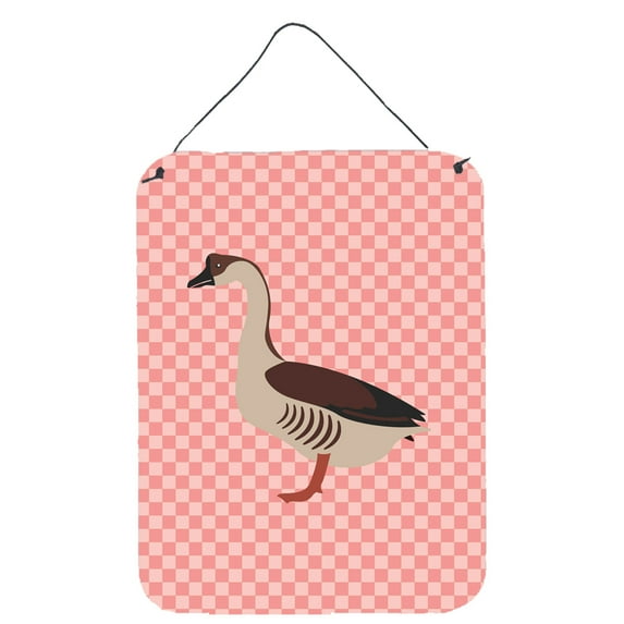 Caroline's Treasures BB7896DS1216 Chinese Goose Pink Check Wall or Door Hanging Prints, 12x16, multicolor