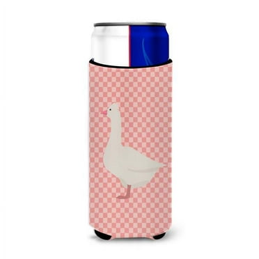 Carolines Treasures BB7898MUK Roman Goose Pink Check Michelob Ultra Hugger for Slim Cans
