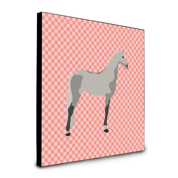 Carolines Treasures BB7908UP88 8 x 8 x 0.625 in. Orlov Trotter Horse Pink Check Artwork Panel Wall Decor
