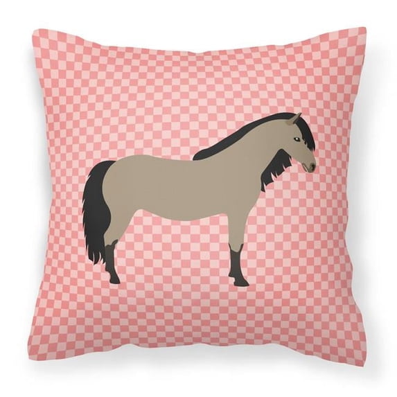 Welsh Pony Horse Pink Check Fabric Decorative Pillow