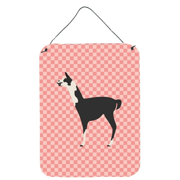Caroline's Treasures BB7918DS1216 Llama Q' Ara Pink Check Wall or Door Hanging Prints, 12x16, multicolor