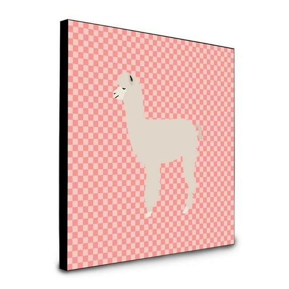 Carolines Treasures BB7919UP88 8 x 8 x 0.625 in. Alpaca Pink Check Artwork Panel Wall Decor