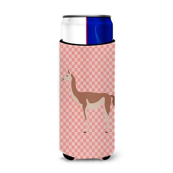 Carolines Treasures BB7921MUK Guanaco Pink Check Michelob Ultra Hugger for Slim Cans