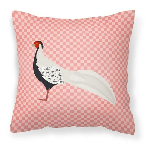 Carolines Treasures BB7929PW1818 Silver Pheasant Pink Check Fabric Decorative Pillow, 18 x 18 in.