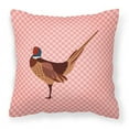 thumbnail image 1 of Carolines Treasures BB7930PW1414 Ring Necked Common Pheasant Pink Check Fabric Decorative Pillow, 14 x 14 in., 1 of 4