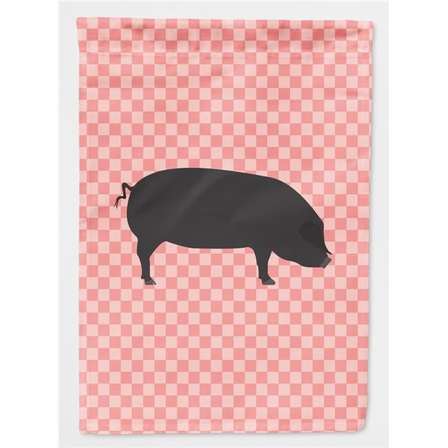 Carolines Treasures BB7931CHF Devon Large Black Pig Pink Check Canvas House Flag