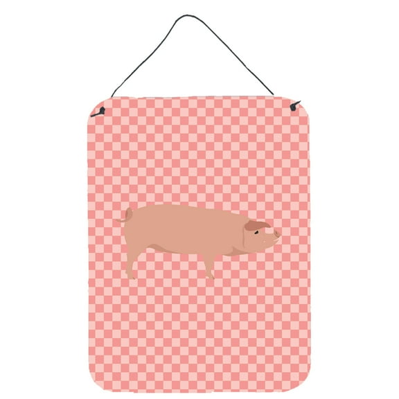 Carolines Treasures BB7932DS1216 American Landrace Pig Pink Check Wall or Door Hanging Prints