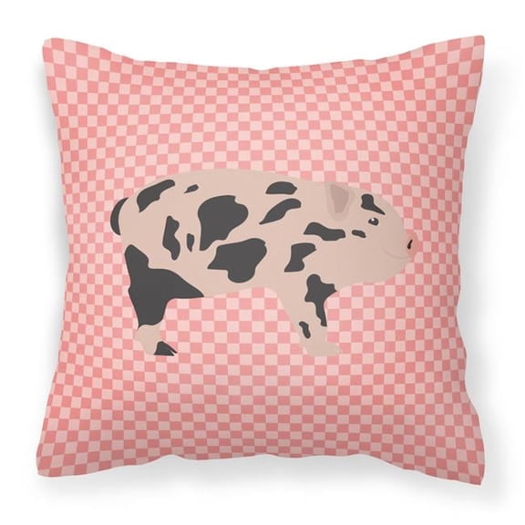 Carolines Treasures BB7935PW1818 Mini Miniature Pig Pink Check Fabric Decorative Pillow, 18 x 18 in.