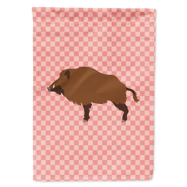 Carolines Treasures BB7936GF Wild Boar Pig Pink Check Garden Flag