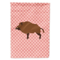 Caroline's Treasures BB7936GF Wild Boar Pig Pink Check Flag Garden Size , Small, multicolor