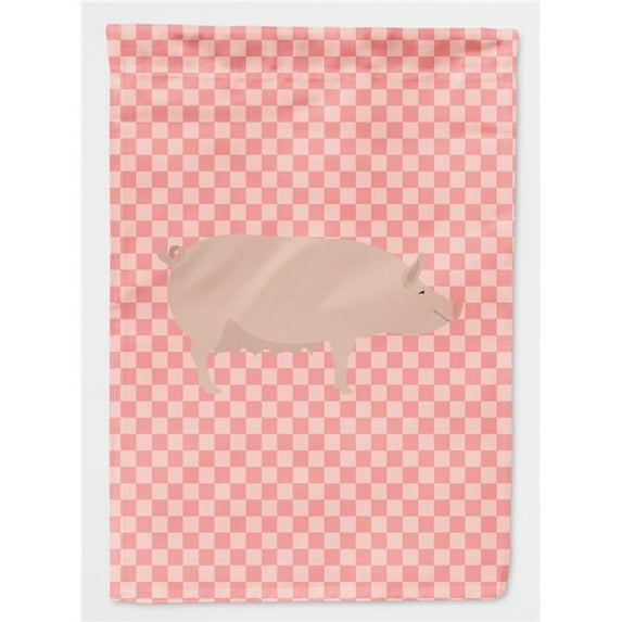 Caroline's Treasures BB7938GF English Large White Pig Pink Check Flag Garden Size , Small, multicolor