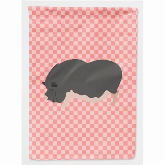 Caroline's Treasures BB7941CHF Vietnamese Pot-Bellied Pig Pink Check Flag Canvas House Size , Large, multicolor