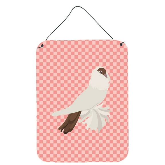 Caroline's Treasures BB7944DS1216 German Helmet Pigeon Pink Check Wall or Door Hanging Prints, 12x16, multicolor