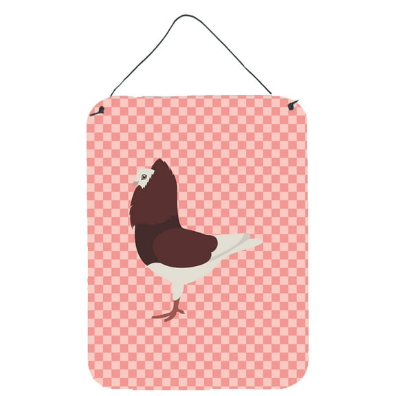 Caroline's Treasures BB7948DS1216 Capuchin Red Pigeon Pink Check Wall or Door Hanging Prints, 12x16, multicolor