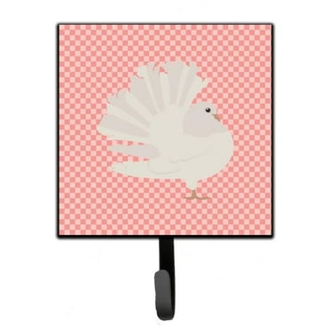 Carolines Treasures BB7950SH4 Silver Fantail Pigeon Pink Check Leash or Key Holder