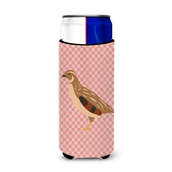 Carolines Treasures BB7955MUK Golden Phoenix Quail Pink Check Michelob Ultra Hugger for Slim Cans