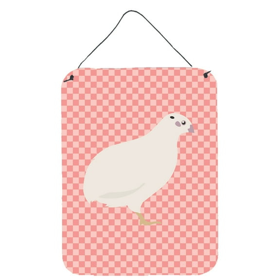 Carolines Treasures BB7957DS1216 Texas Quail Pink Check Wall or Door Hanging Prints